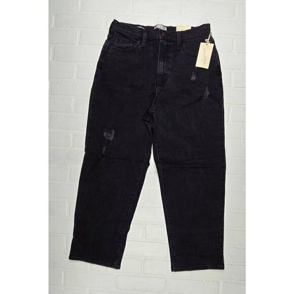 Universal Thread Black Distressed Vintage Straight  Jean's Size 10 Short - Picture 1 of 3